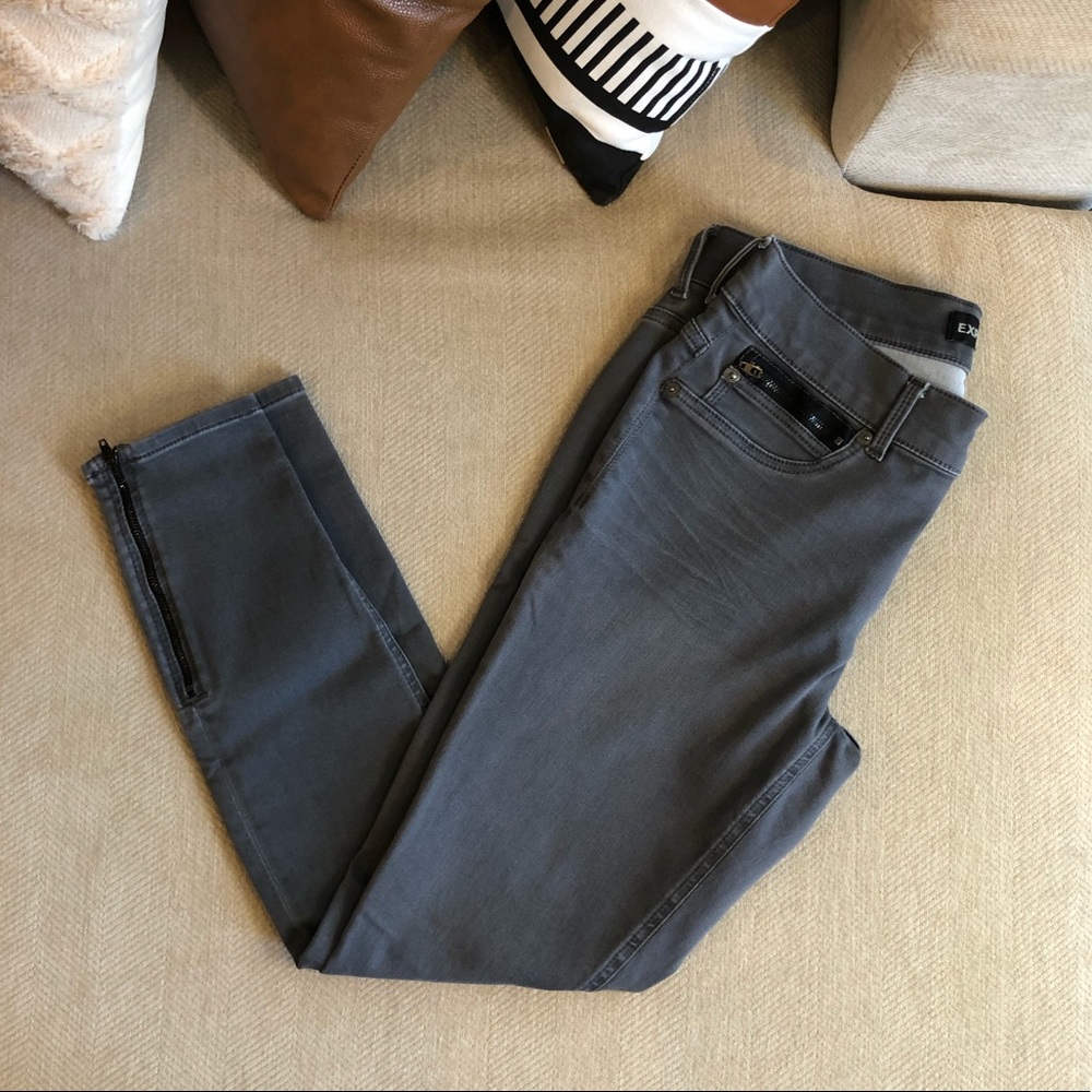 Express Mid-Rise Moto Skinny Ankle Jeans
